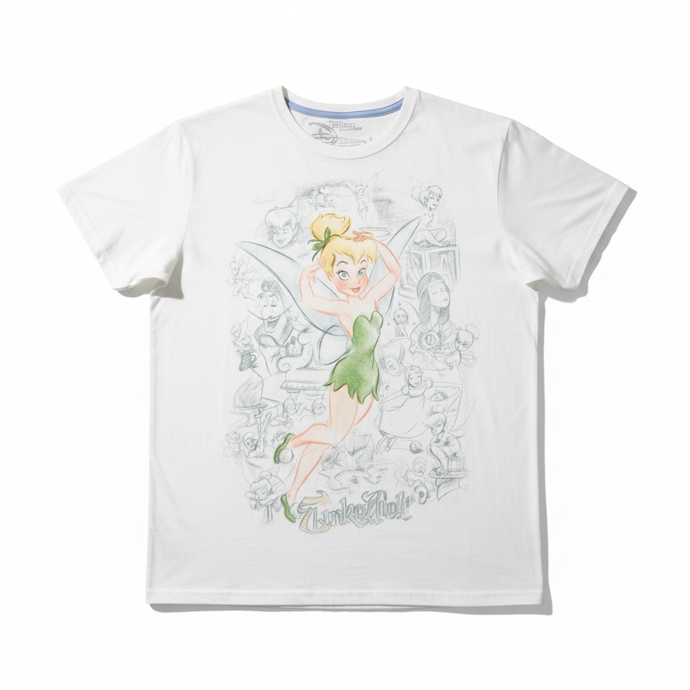 Disney Studio Collection Tinker Bell Graphic T-Shirt White Short Sleeve XXL